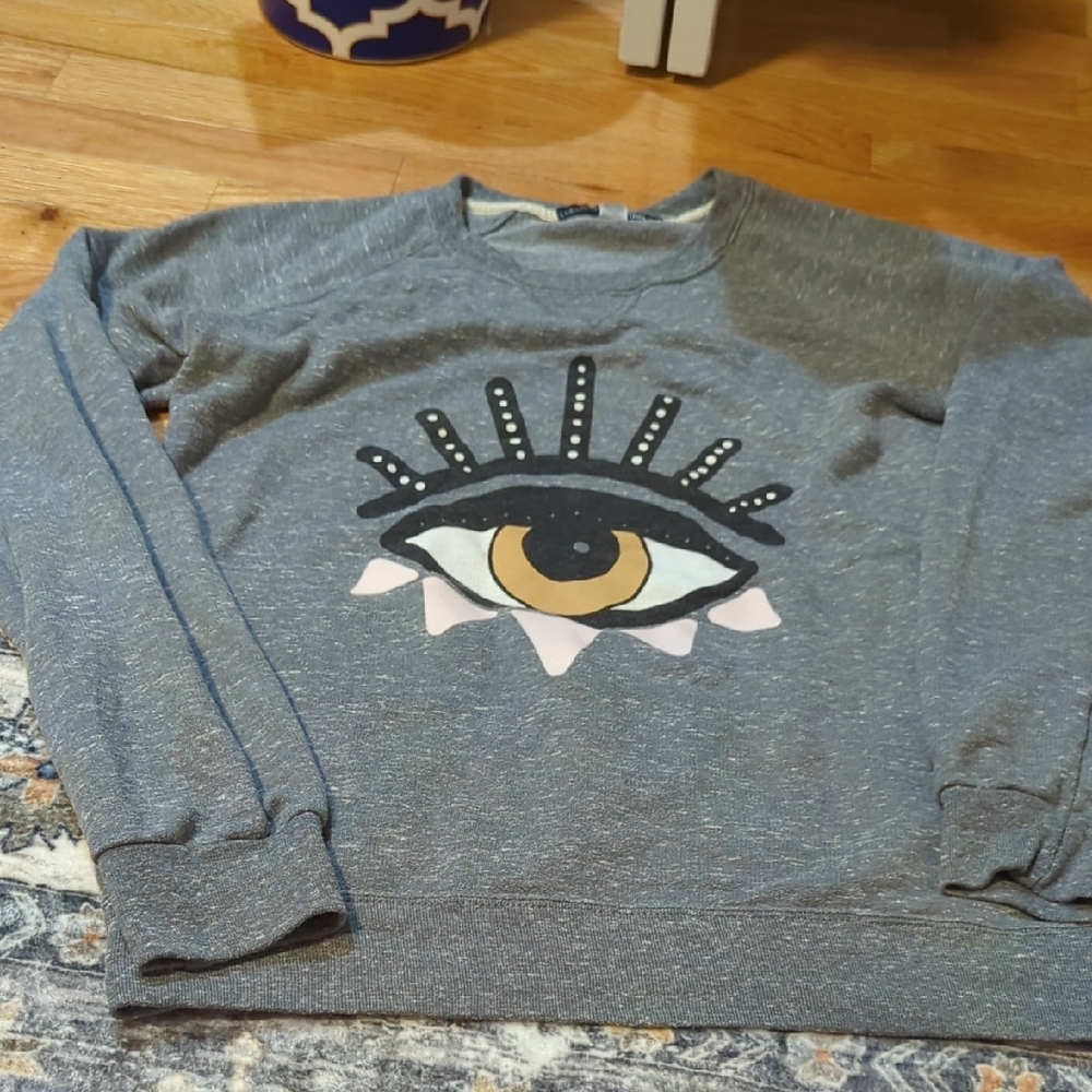 S. Gray Evil Eye Graphic Sweater